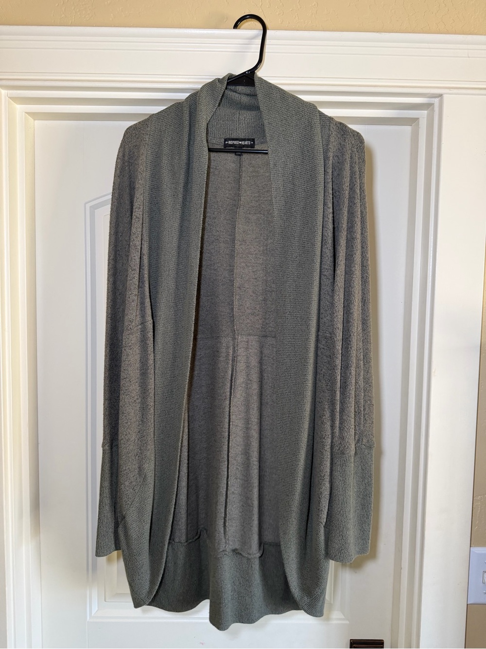 Liz Claiborne Gray Open-Front Draped Cardigan